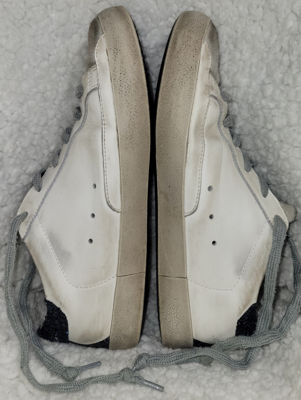 Golden Goose Superstar Sneakers EU 42 US 9 White Glitter Star Distressed Italy - Picture 10 of 16